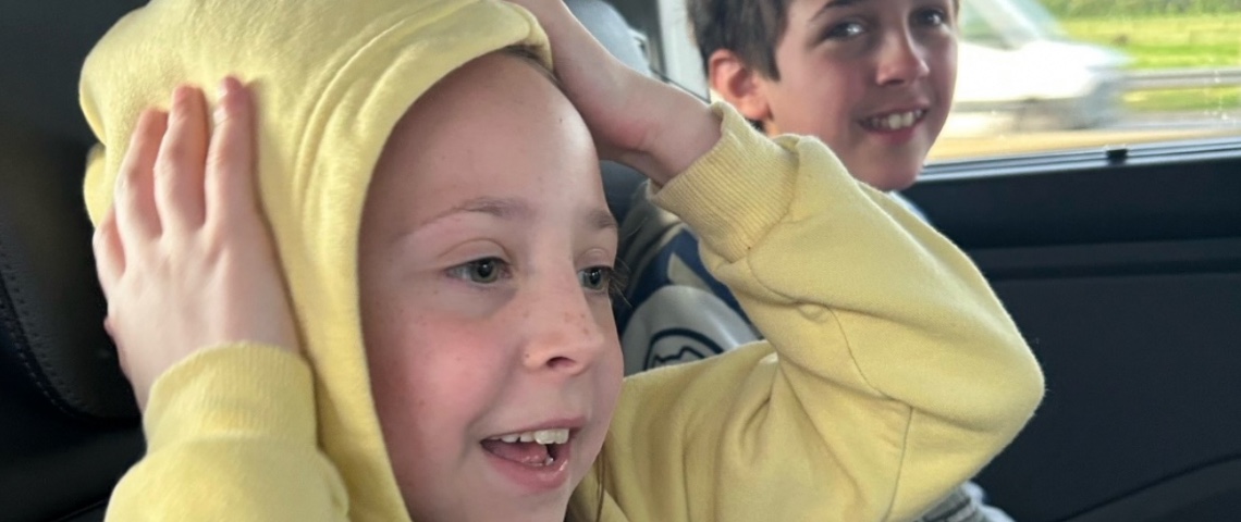 Alice and Sam on their way to Legoland