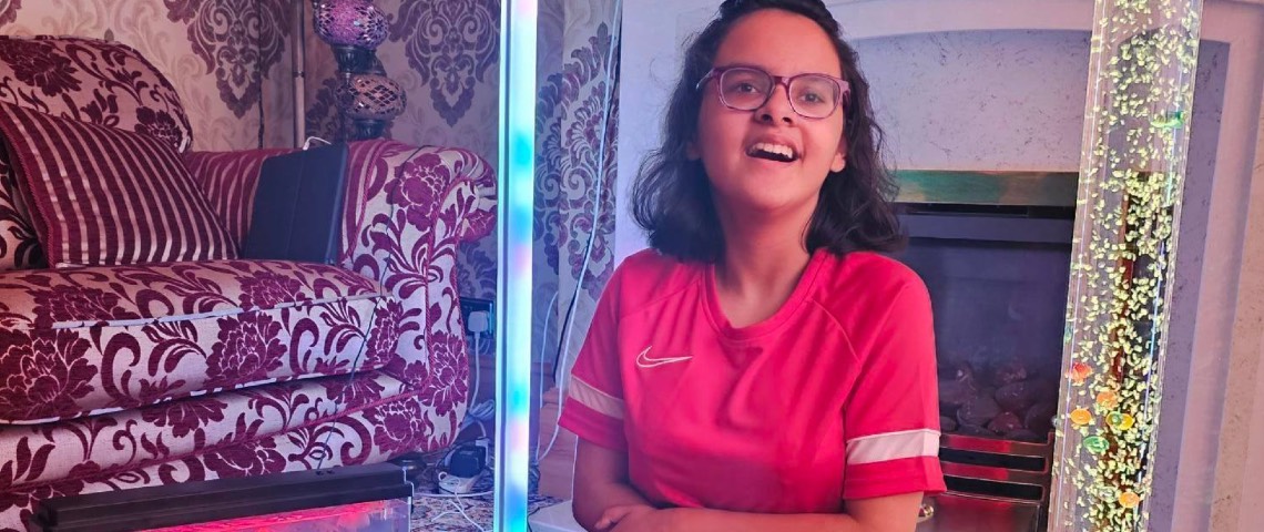 Aroob with her light boxes