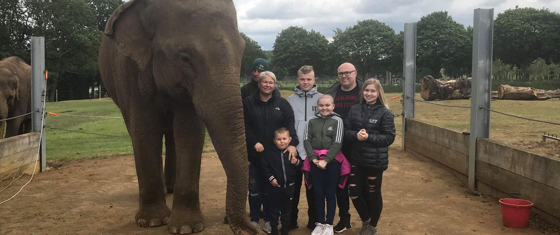 Izzie and her family at Woburn Safari Park