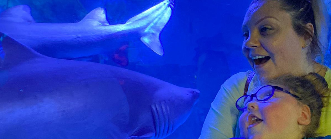 River and his mum watching a shark