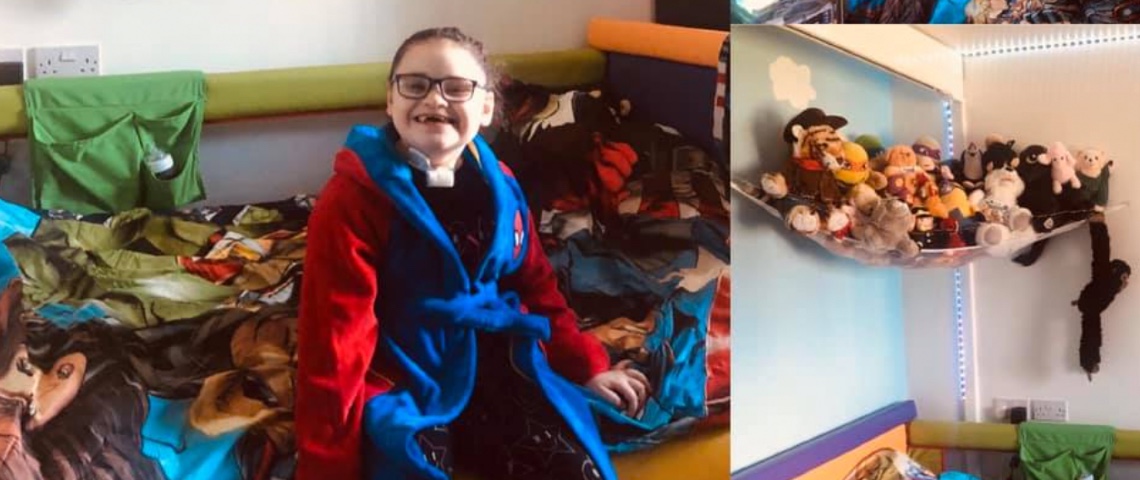 Sienna in her Marvel themed bedroom