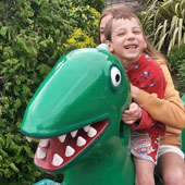 Jackson and his family at Peppa Pig World